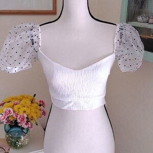 Zara Stretchy Top With Sheer Sleeves